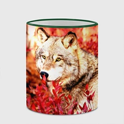 Кружка 3D Осенний волк, цвет: 3D-зеленый кант — фото 2