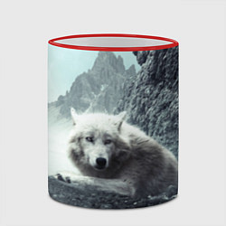 Кружка 3D Волк в горах, цвет: 3D-красный кант — фото 2