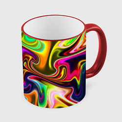 Кружка 3D Неоновые разводы, цвет: 3D-красный кант