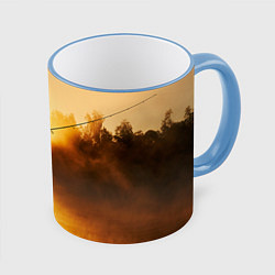 Кружка 3D Вечерний рыбак, цвет: 3D-небесно-голубой кант