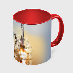 Кружка 3D Гагарин взлетает, цвет: 3D-белый + красный