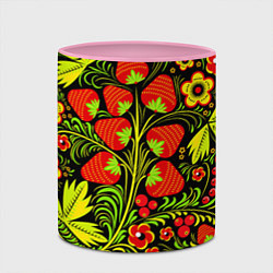 Кружка 3D Хохлома: земляника, цвет: 3D-белый + розовый — фото 2