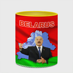 Кружка 3D Беларусь - Александр Лукашенко, цвет: 3D-белый + желтый — фото 2
