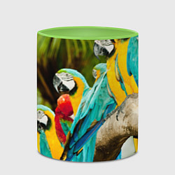 Кружка 3D Попугаи на ветке, цвет: 3D-белый + светло-зеленый — фото 2