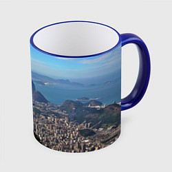 Кружка 3D Рио-де-Жанейро, цвет: 3D-синий кант