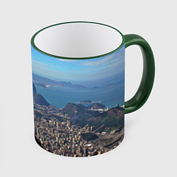 Кружка 3D Рио-де-Жанейро, цвет: 3D-зеленый кант