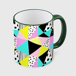 Кружка 3D Треугольнички, цвет: 3D-зеленый кант