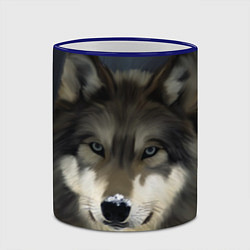 Кружка 3D Зимний волк, цвет: 3D-синий кант — фото 2