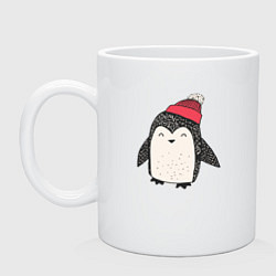 Кружка керамическая Зимний пингвин-мальчик, цвет: белый