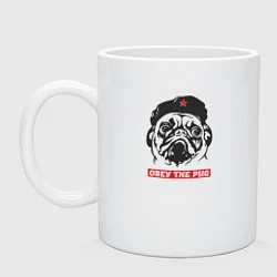 Кружка керамическая Obey the pug, цвет: белый