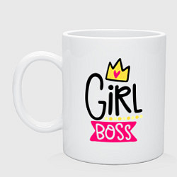 Кружка керамическая Girl Boss, цвет: белый