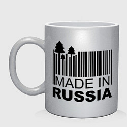 Кружка керамическая Made in Russia штрихкод, цвет: серебряный