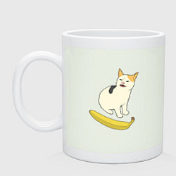 Кружка керамическая Cat no banana meme, цвет: фосфор