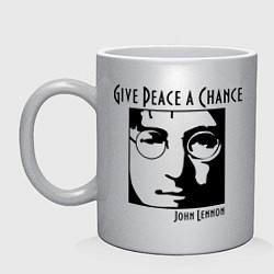 Кружка керамическая Give Peace a Chance, цвет: серебряный
