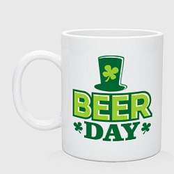 Кружка керамическая Beer day, цвет: белый