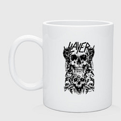 Кружка керамическая Slayer Skulls, цвет: белый