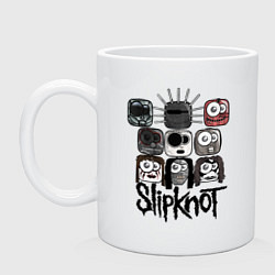 Кружка керамическая Slipknot Masks, цвет: белый