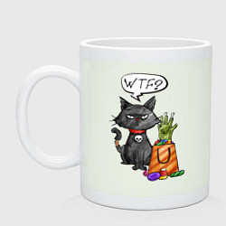 Кружка керамическая Black Cat: WTF?, цвет: фосфор