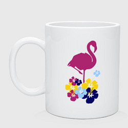 Кружка керамическая Фиолетовый фламинго, цвет: белый