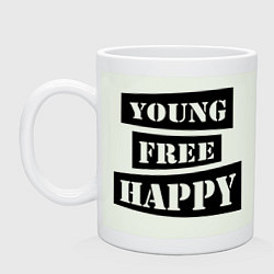Кружка керамическая Young free happy, цвет: фосфор