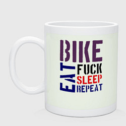 Кружка керамическая Bike eat sleep repeat, цвет: фосфор