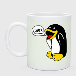 Кружка керамическая Пингвин: Linux, цвет: фосфор