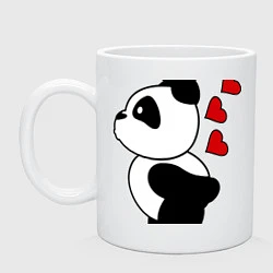 Кружка керамическая Поцелуй панды: для него, цвет: белый