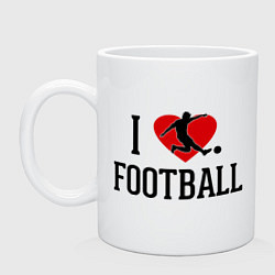 Кружка керамическая I love football, цвет: белый