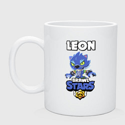 Кружка керамическая BRAWL STARS ОБОРОТЕНЬ LEON, цвет: белый