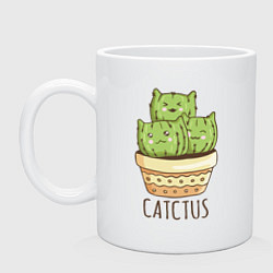 Кружка керамическая Catctus, цвет: белый