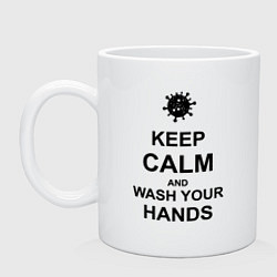 Кружка керамическая Keep Calm & Wash Hands, цвет: белый