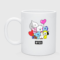 Кружка керамическая BT21, цвет: белый