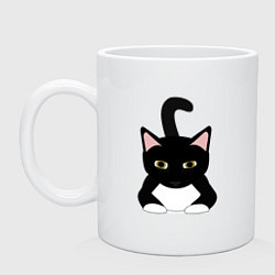 Кружка керамическая Черный кот, цвет: белый