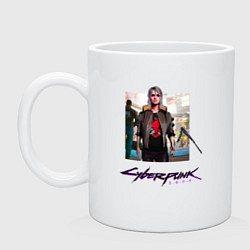 Кружка керамическая Cyberpunk 2077 Цирилла, цвет: белый