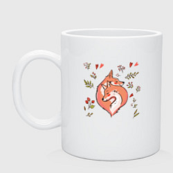 Кружка керамическая Влюблённые лисички акварелью, цвет: белый