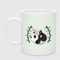 Кружка керамическая Мама панда с малышом, цвет: фосфор