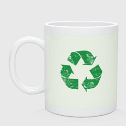 Кружка керамическая Значок переработки экология, цвет: фосфор