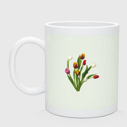 Кружка керамическая Букет разноцветных тюльпанов, цвет: фосфор