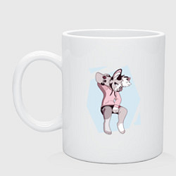 Кружка керамическая Собака Фурри Furry, цвет: белый