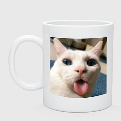 Кружка керамическая Мем про кота, цвет: белый