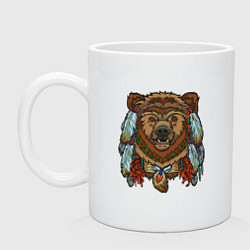 Кружка керамическая Славянский медведь, цвет: белый