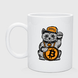 Кружка керамическая Крипто-кот, цвет: белый