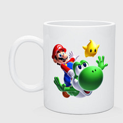 Кружка керамическая Mario&Yoshi, цвет: белый