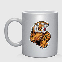 Кружка керамическая Tiger Man, цвет: серебряный