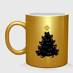 Кружка керамическая НовоКОТняя елка, цвет: золотой