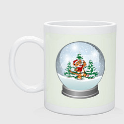 Кружка керамическая Снежный шар с тигром, цвет: фосфор