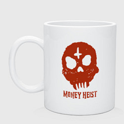 Кружка керамическая Money Heist Skull, цвет: белый