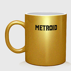 Кружка керамическая Metroid Dread Black Logo, цвет: золотой