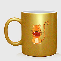 Кружка керамическая Голодный тигр, цвет: золотой