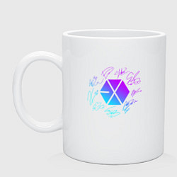 Кружка керамическая EXO BAND NEON LOGO АВТОГРАФЫ, цвет: белый